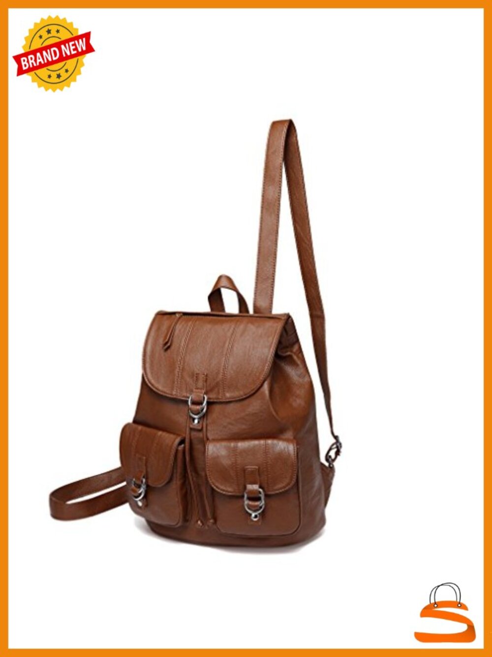 Faux Leather Buckle Flap Drawstring Mini Backpack Purse for College